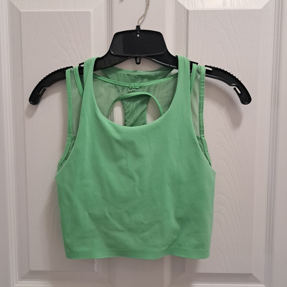 Lululemon Break Free Tank Ladies Activewear Sports Bra Top Size 4 Green Mesh